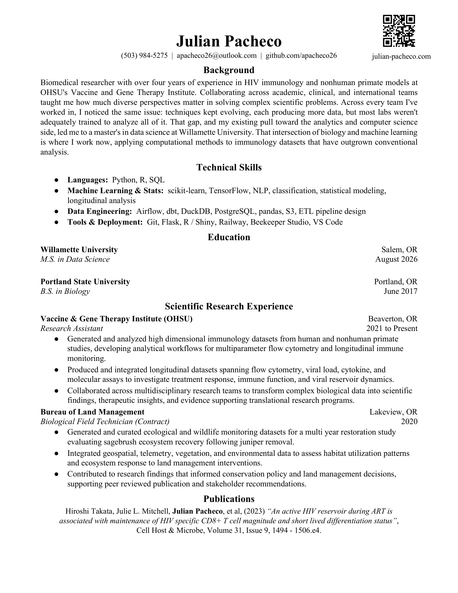 Julian Pacheco Resume